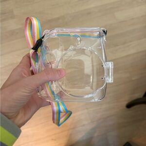 Clear Camera Case with Rainbow Strap